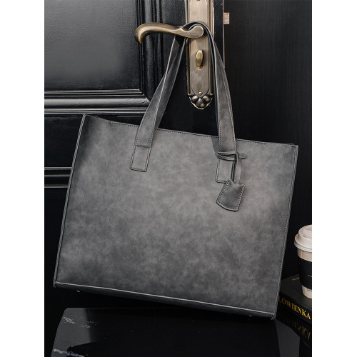 磨砂復古大容量托特包 韓版男包橫款單肩包文件包休閒出差公文包