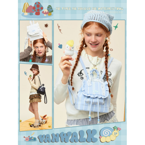 VANWALK野餐系列 少女設計感小衆出遊雙肩包新款輕便通勤小型包包