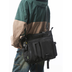 斜後後背包男生初中高中補課包手提手拎補習上課包工裝潮牌單肩後後背包男