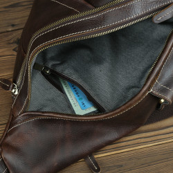 男女士瘋馬皮復古手工雙肩包頭層牛皮真皮單肩斜背手提胸包潮男包