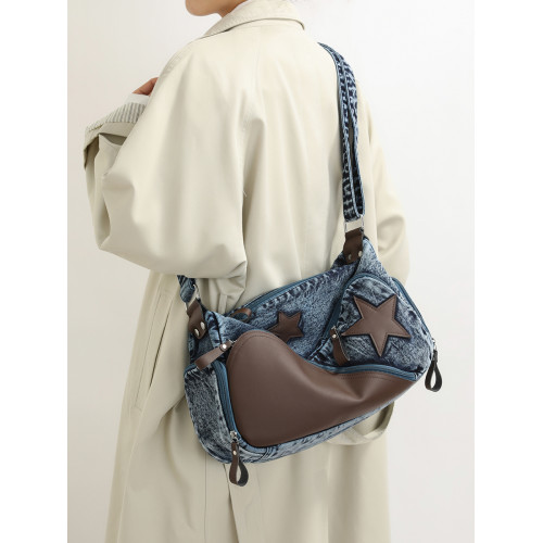 2026新款牛仔布復古文藝風女時尚休閒斜後後背包日常多口袋機車腋下包