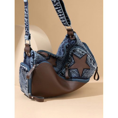 2026新款牛仔布復古文藝風女時尚休閒斜後後背包日常多口袋機車腋下包