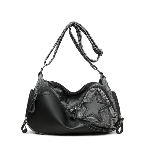 2026新款牛仔布復古文藝風女時尚休閒斜後後背包日常多口袋機車腋下包