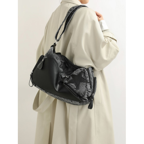 2026新款牛仔布復古文藝風女時尚休閒斜後後背包日常多口袋機車腋下包