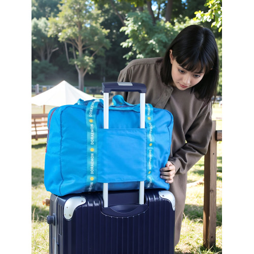 日系卡通可愛藍胖子可折曡短途旅行袋健身露營收納包大容量行李袋