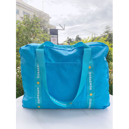 日系卡通可愛藍胖子可折曡短途旅行袋健身露營收納包大容量行李袋