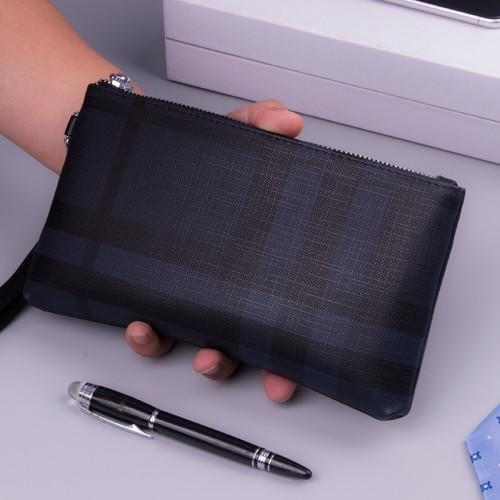 小手包男手拿包男士錢包長款大容量條紋手機包男包手抓包格子休閒