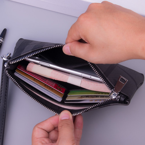 小手包男手拿包男士錢包長款大容量條紋手機包男包手抓包格子休閒