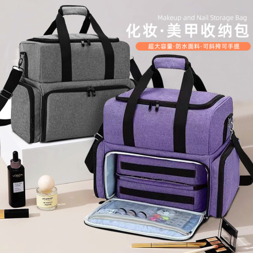 KOMIU裝48瓶指甲油收納包雙層大容量美甲工具斜後後背包多功能可攜式盒