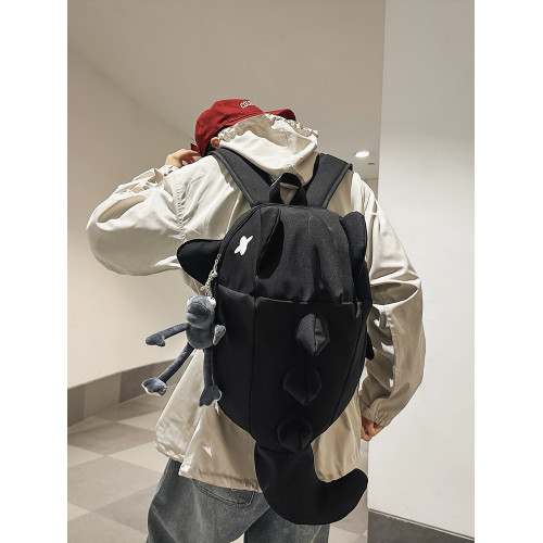 情侶雙肩包大容量時尚小衆設計鯊魚後後背包高中生潮酷大學生旅行書包