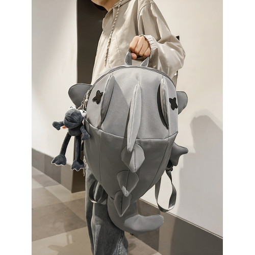 情侶雙肩包大容量時尚小衆設計鯊魚後後背包高中生潮酷大學生旅行書包