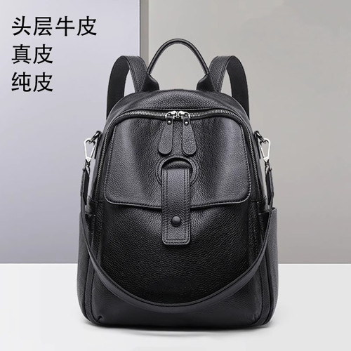 雙肩後後背包頭層牛皮大容量包2025新款電腦時尚旅行包休閒真皮後後背包