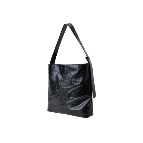 CryingCenter 黑色油蠟大容量單肩斜背皮包可調節托特包 哭喊中心 CryingCenter 黑色油蠟大容量單肩斜背皮包可調節托特包 哭喊中心