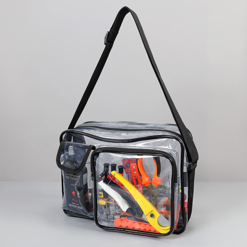 14寸透明PVC斜後後背包多袋單肩包無塵電腦包防靜電包防塵潔淨室包包