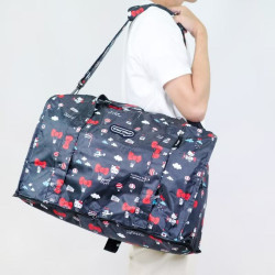 日本kitty貓卡通手提行李包 大容量可套拉桿收納袋折曡單肩大挎包