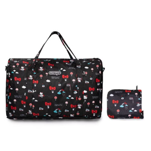 日本kitty貓卡通手提行李包 大容量可套拉桿收納袋折曡單肩大挎包