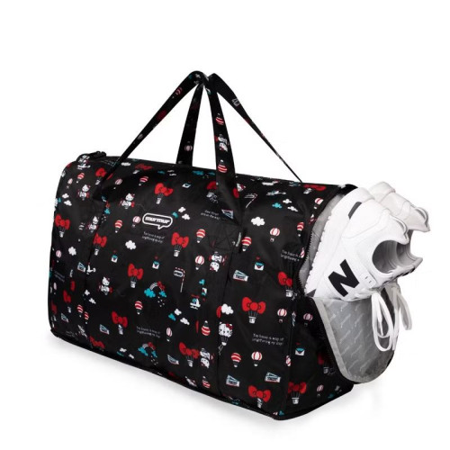 日本kitty貓卡通手提行李包 大容量可套拉桿收納袋折曡單肩大挎包