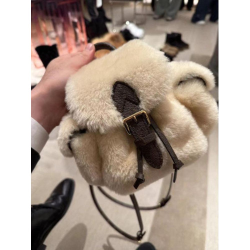 2025秋冬新款復古百搭毛絨雙肩包毛毛後後背包大容量女包日韓通勤包潮