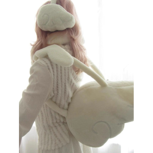 新款自製原創2025新款雪融天使毛絨翅膀包手提單肩造型萌包學生 新款自製原創2025新款雪融天使毛絨翅膀包手提單肩造型萌包學生