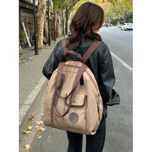 大容量雙肩包休閒女士外出旅行包時尚斜背單肩兩用包多功能牛津布