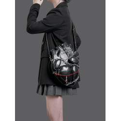 HIATUS原創暗黑綑綁鏈條心髒雙肩斜後後背包創意哥特風龐克金屬辣妹包