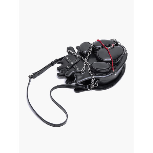 HIATUS原創暗黑綑綁鏈條心髒雙肩斜後後背包創意哥特風龐克金屬辣妹包