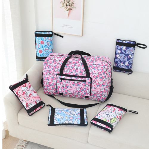 大容量kuromi旅行折曡衣物收納袋手提斜背行李包luggage bag