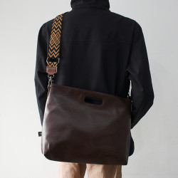 2025潮牌新款軟皮男包斜後後背包托特大包高級感運動風通勤休閒手提包