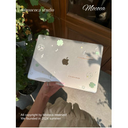 MOCOCA《四葉草》插畫星星進口pc透明滿天星細閃硬殼防磕碰適用於Macbook蘋果pro電腦air保護套13寸14寸