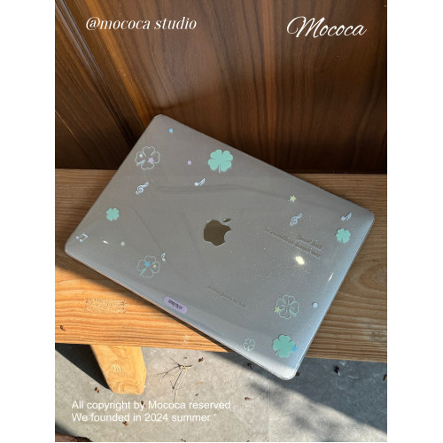 MOCOCA《四葉草》插畫星星進口pc透明滿天星細閃硬殼防磕碰適用於Macbook蘋果pro電腦air保護套13寸14寸
