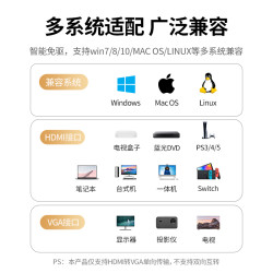 綠聯HDMI轉VGA轉換器高清影片轉接頭帶USB-C供電筆電PS5連顯示