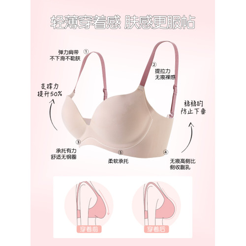 六隻兔子小胸聚攏內衣女無痕顯大胸罩收副乳無鋼圈側收防下垂文胸