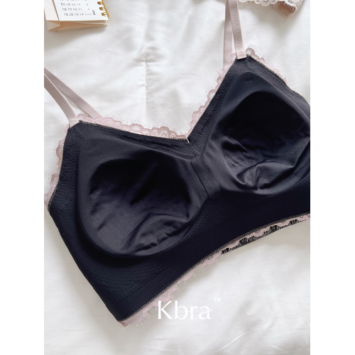 Kbra法式蕾絲磨毛保暖內衣女2025新款胸大顯小無痕防下垂文胸罩