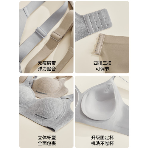 貓人無痕內衣女士大胸顯小提拉收副乳防下垂軟支撐上托無鋼圈文胸