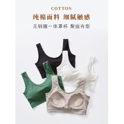 棉內衣學生少女小胸聚攏上托防下垂無鋼圈收副乳防震運動一體文胸
