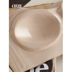 GWBY胖mm大胸顯小文胸無肩帶內衣聚攏防滑裹胸隱形大碼抹胸女薄款