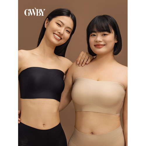 GWBY胖mm大胸顯小文胸無肩帶內衣聚攏防滑裹胸隱形大碼抹胸女薄款 GWBY胖mm大胸顯小文胸無肩帶內衣聚攏防滑裹胸隱形大碼抹胸女薄款