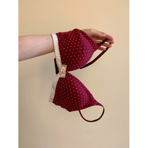 波點可愛本命年紅色內衣內褲套裝女小胸薄款結婚新娘文胸馬年禮物