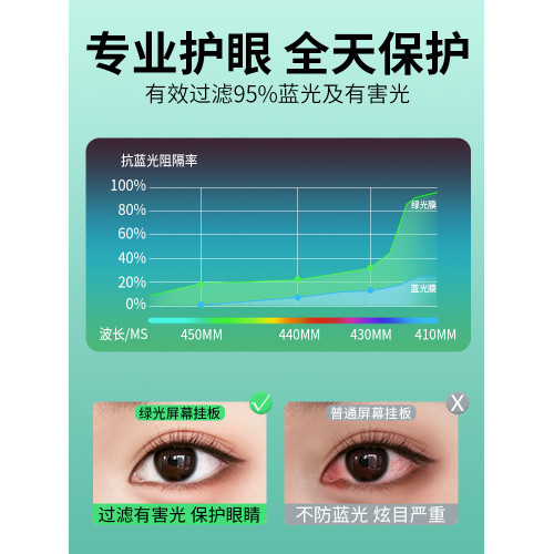 綠光電腦螢幕護眼膜防藍光防輻射保護屏掛式擋板桌上型顯示器螢幕罩 綠光電腦螢幕護眼膜防藍光防輻射保護屏掛式擋板桌上型顯示器螢幕罩