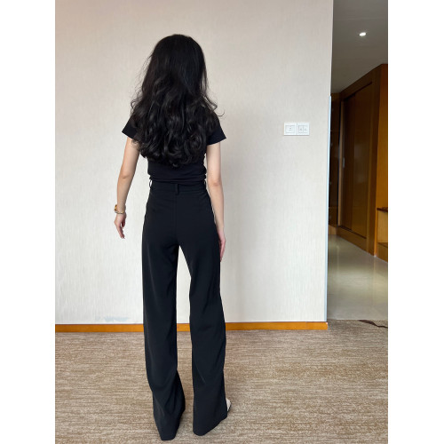 貓境經典不過時高腰極簡高級感顯瘦垂感加長窄版直筒西裝休閒長褲