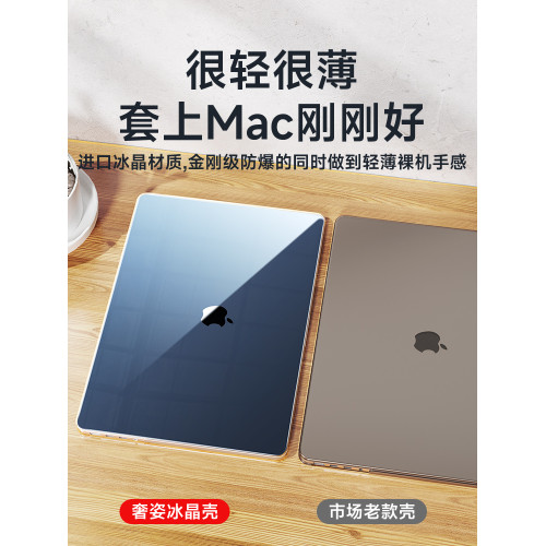 MacbookPro保護殼Air矽膠PC適用蘋果電腦保護套2025新款M4筆電透明全包Mac配件12寸超薄14磨砂13軟款外殼