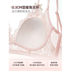 六隻兔子三角杯內衣女薄款顯瘦胸罩無鋼圈收副乳防外擴蕾絲文胸