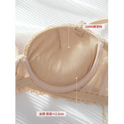 小胸內衣女半杯聚攏不空杯防上滑1/2杯有鋼圈蕾絲純棉文胸兩排釦