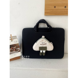 高顔值設計可愛飯團包貼布手提筆記型電腦包14寸小衆高級感平板通勤收納包適用蘋果macbook16寸華爲內膽包