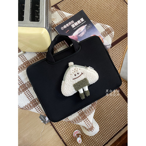 高顔值設計可愛飯團包貼布手提筆記型電腦包14寸小衆高級感平板通勤收納包適用蘋果macbook16寸華爲內膽包