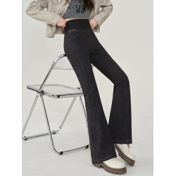 仿牛仔微喇鯊魚褲女外穿2024秋新款高腰顯瘦喇叭馬蹄瑜珈打底褲