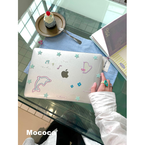 MOCOCA《海洋之星》星星海豚進口pc透明滿天星細閃硬殼防磕碰適用於Macbook蘋果pro電腦air保護套13寸14寸