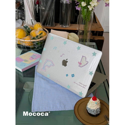 MOCOCA《海洋之星》星星海豚進口pc透明滿天星細閃硬殼防磕碰適用於Macbook蘋果pro電腦air保護套13寸14寸