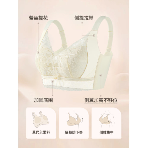 都市麗人媽媽內衣調整型聚攏提拉防下垂無鋼圈中年婦女蕾絲文胸罩