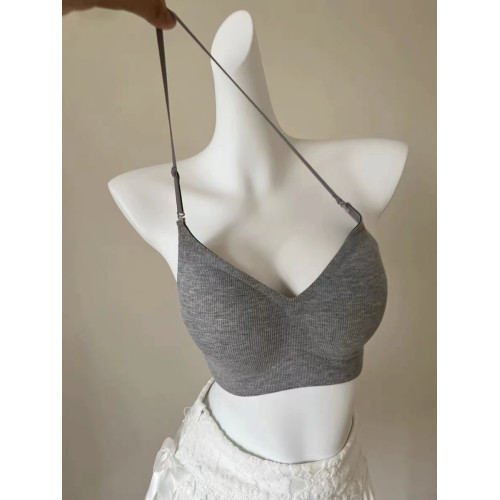 掛脖吊帶美背小胸顯大聚攏內衣女細肩帶無痕交叉露背大u型文胸罩